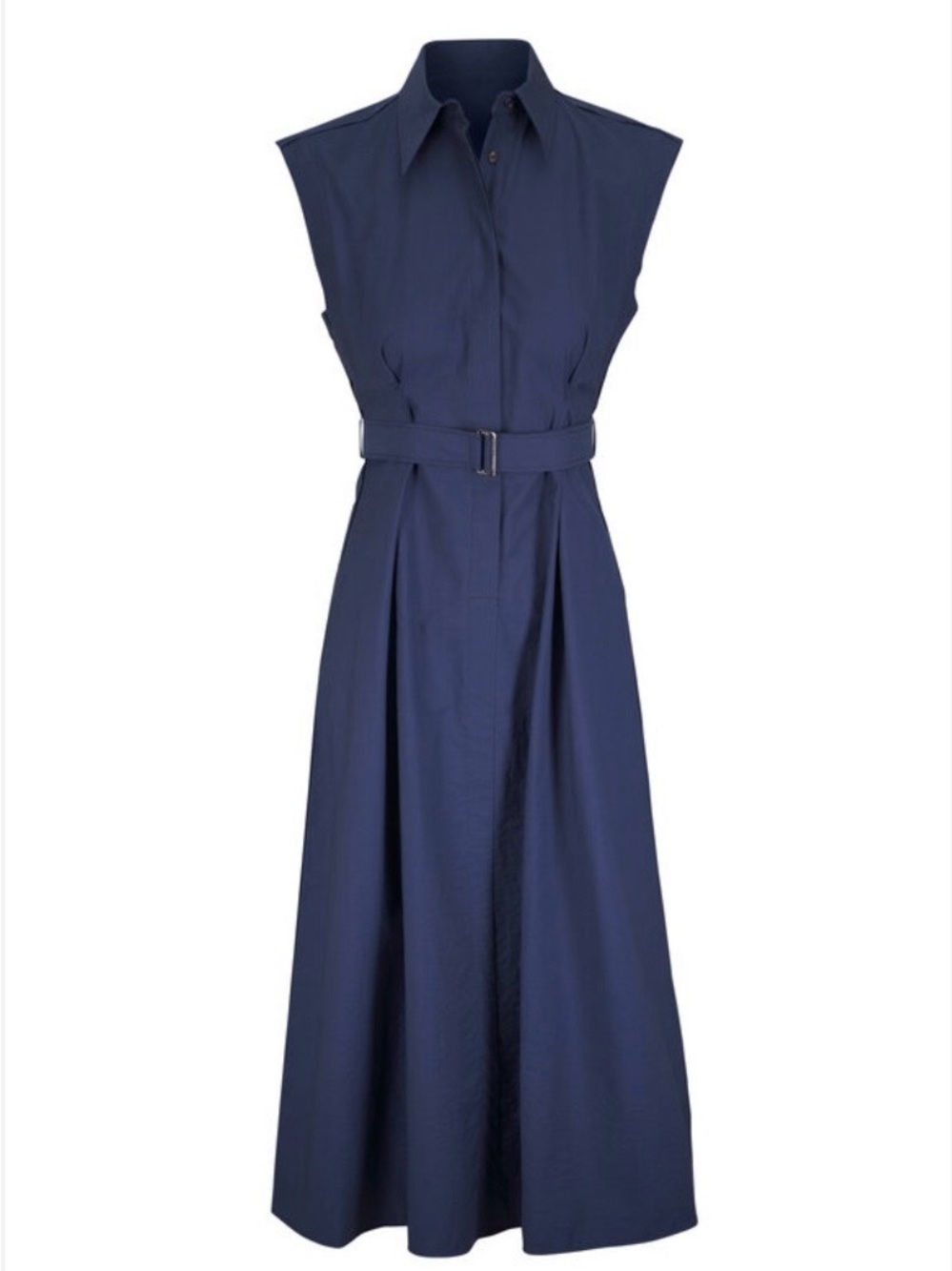 NWT💥100%cotton Sleeveless Navy Belted Shirt Dress. Medium